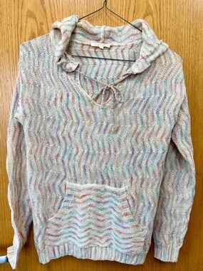 Mystree Multicolor Chevron Hooded Sweater, also known as Beach Love Sweater, S.
